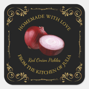 Vintage Homemade Red Onion Pickle Square Label