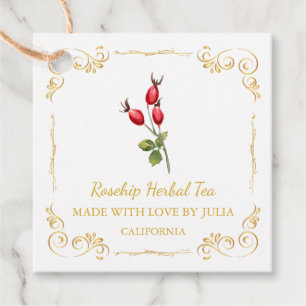 Vintage Homemade Rosehip Tea Square Hang Tag