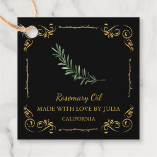 Vintage Homemade Rosemary Oil Square Hang Tag