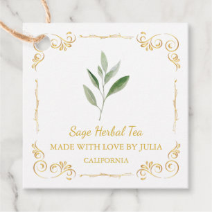 Vintage Homemade Sage Tea Square Hang Tag