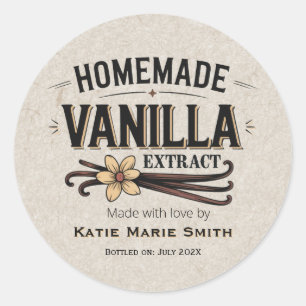 Vintage Homemade Vanilla Extract Rustic Classic Round Sticker