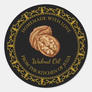 Vintage Homemade Walnut Oil Label l Black