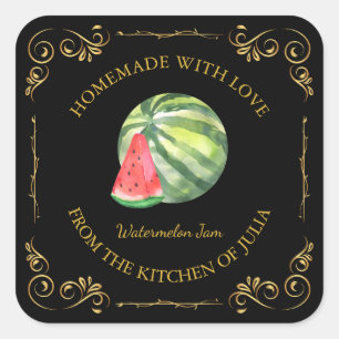 Vintage Homemade Watermelon Jam Square Label