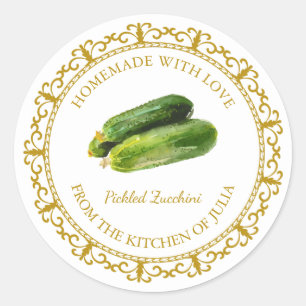 Vintage Homemade Zucchini Pickle Label l White
