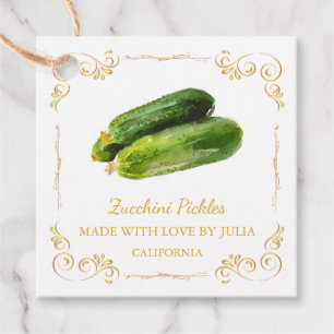 Vintage Homemade Zucchini Pickle Square Hang Tag