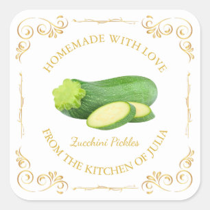 Vintage Homemade Zucchini Pickle Square Label