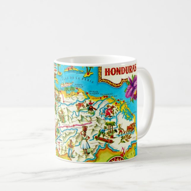 Vintage Honduras Map Mug (Front Right)