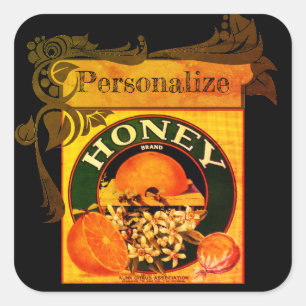 Vintage honey and oranges advertisement label
