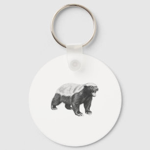 Vintage Honey Badger Drawing Realistic Wildlife An Key Ring
