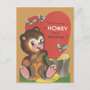 Vintage "Honey Bear" Valentine Holiday Postcard