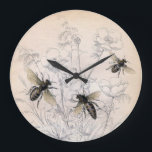 Vintage Honey Bee Art Print Large Clock<br><div class="desc">Vintage images remastered into unique art and accessories.</div>