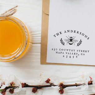 Vintage Honey Bee Family Name & Return Address Self-inking Stamp