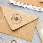 Vintage Honey Bee Family Name Round Return Address Rubber Stamp<br><div class="desc">Easily personalise these custom Vintage Honey Bee Family Name Round Return Address rubber stamps with your own names and address. To customise these rubber stamps, click on "Personalise this template" and change the text in the boxes provided. Available with different ink pad colours (not included) in square sizes 1 inch,...</div>