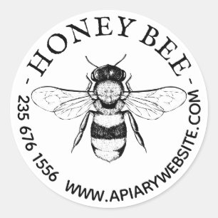 Vintage Honey Bee Farming Organic Classic Round Sticker