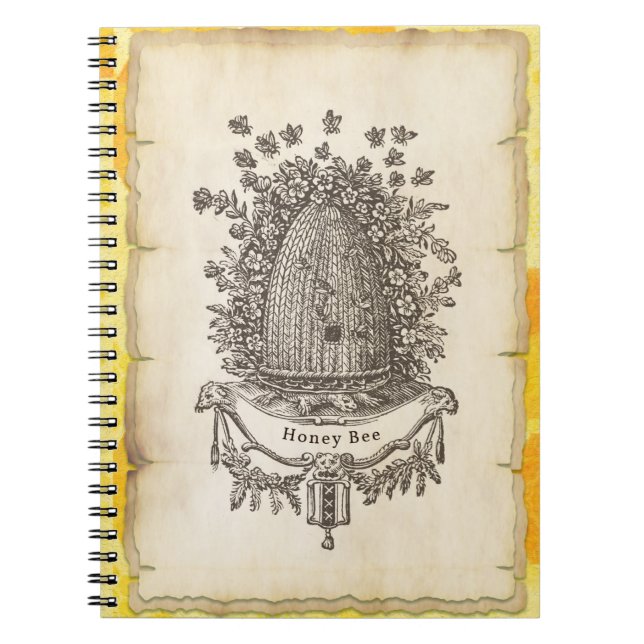 Vintage Honey Bee Hive Cover Notebook (Front)