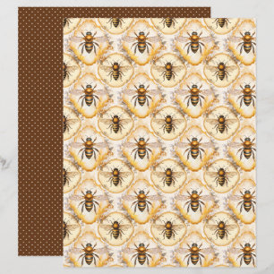 Vintage Honey Bee Journal Paper Sheet