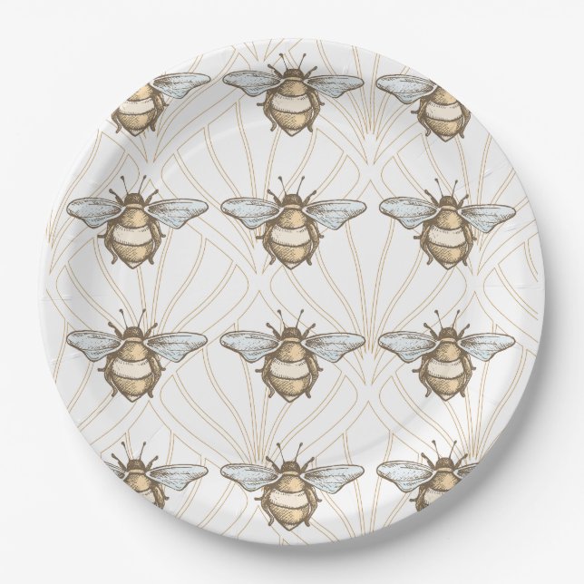 Vintage Honey Bee Paper Plate (Front)