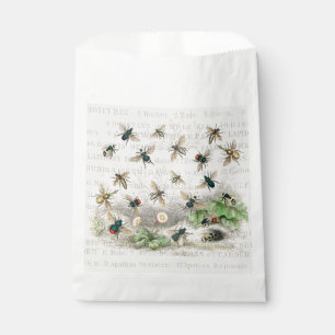 Vintage Honey Bee Queen Bee Entomology Botanical Favour Bag