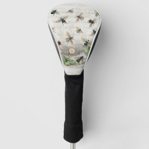 Vintage Honey Bee Queen Bee Entomology Botanical Golf Head Cover