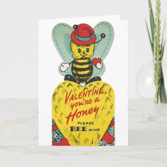 Vintage Honey Bee Valentine's Day Card (Front)