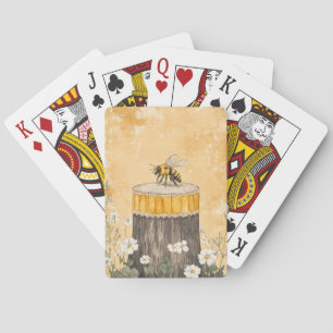 Vintage Honey Bee Wildflower Garden (1) Playing Cards
