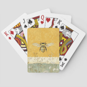 Vintage Honey Bee Wildflower Garden (3) Playing Cards