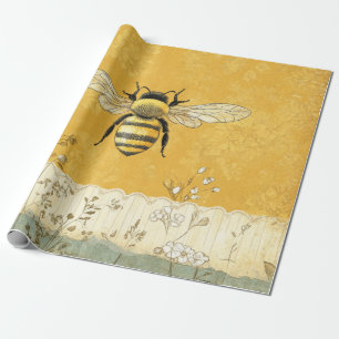 Vintage Honey Bee Wildflower Garden (3) Wrapping Paper