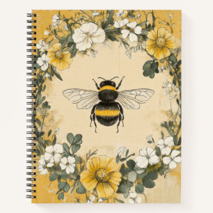 Vintage Honey Bee Wildflower Garden (4) Notebook