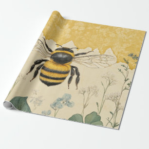 Vintage Honey Bee Wildflower Garden (5) Wrapping Paper