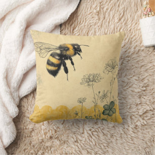 Vintage Honey Bee Wildflower Garden (8) Cushion