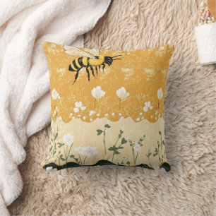 Vintage Honey Bee Wildflower Garden (9) Cushion