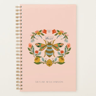 Vintage Honey Bee & Wildflower Wreath Illustration Planner