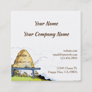 Vintage Honey Bees and Hive Custom Square Card