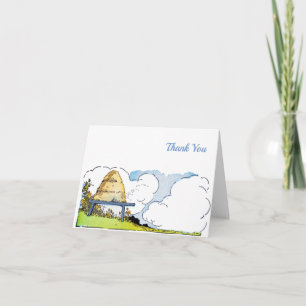 Vintage Honey Bees and Hive Thank You Notecard