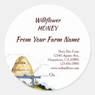 Vintage Honey Bees Beehive Apiary 1.5" Classic Round Sticker