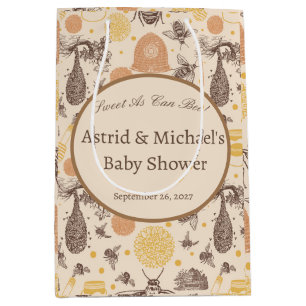 Vintage Honey Bumblebee Baby Shower Medium Gift Bag