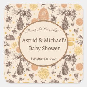 Vintage Honey Bumblebee Baby Shower Square Sticker