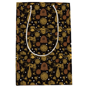 Vintage Honey Bumblebee Black Medium Gift Bag