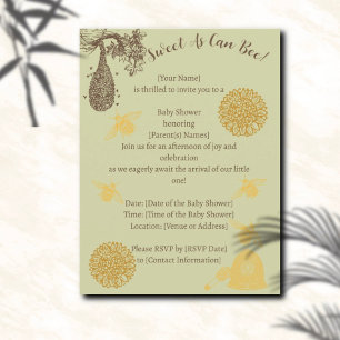 Vintage Honey Bumblebee Sage Baby Shower Invitation Postcard