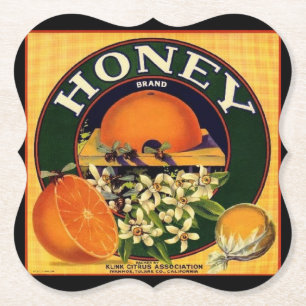 Vintage honey company advertisement coaster