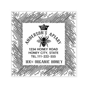 Vintage honey queen bee apiary honey jar labellin self-inking stamp
