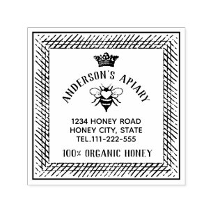 Vintage honey queen bee apiary honey jar labellin self-inking stamp