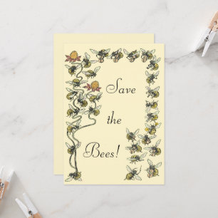 Vintage Honeybees Playing Music Save the Bees   Card