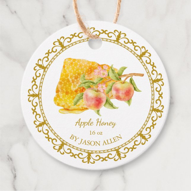 Vintage Honeycomb Apple Infused Honey Hang Tag (Front)