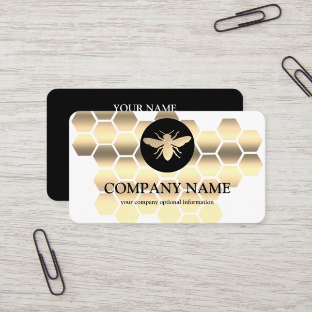 Vintage Honeycomb Bee BeeKeeper Honey Apairist Business Card (Front/Back In Situ)