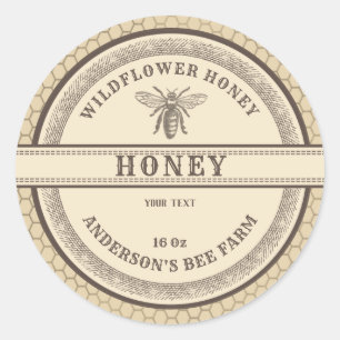 Vintage honeycomb bee honey jar label