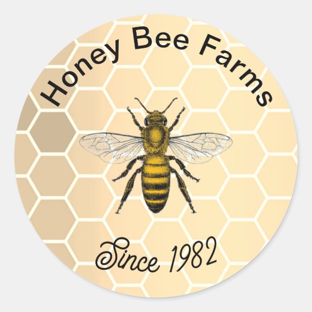 Vintage Honeycomb Bee Label Sticker (Front)