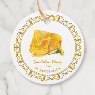 Vintage Honeycomb Dandelion Infused Honey Hang Tag