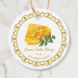 Vintage Honeycomb Lemon Balm Honey Hang Tag