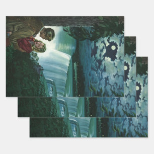 Vintage Honeymoon Love, Newlyweds at Niagara Falls Wrapping Paper Sheet